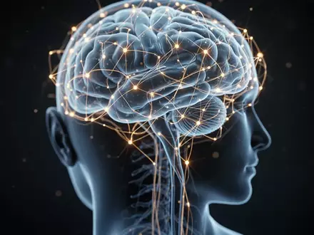 Visualisierung eines menschlichen Gehirns mit leuchtenden neuronalen Verbindungen zur Darstellung von Stressreaktionen. - Foto: über boerse-global.de