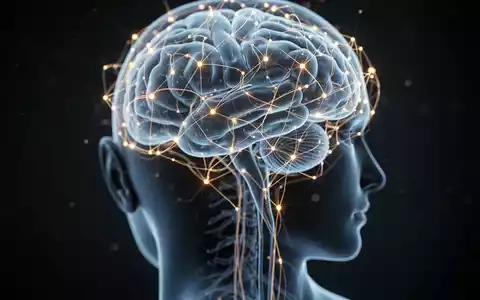 Visualisierung eines menschlichen Gehirns mit leuchtenden neuronalen Verbindungen zur Darstellung von Stressreaktionen. - Foto: über boerse-global.de