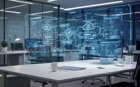Moderner Arbeitsplatz mit holografischer Oberfläche, die Softwarearchitektur und KI-Entwicklungsabläufe zeigt. - Foto: über boerse-global.de
