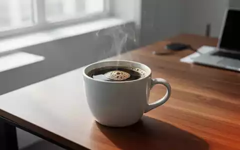Eine dampfende Tasse schwarzer Kaffee auf einem modernen Schreibtisch in einer hellen, professionellen Büroumgebung. - Foto: über boerse-global.de