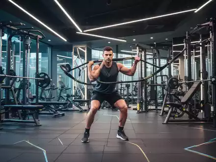 Ein Athlet in einem modernen Fitnessstudio bei einer hochintensiven Trainingseinheit als Symbol für den Trendsport Hyrox. - Foto: über boerse-global.de