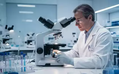 Wissenschaftler bei der Arbeit an einem Mikroskop in einem modernen medizinischen Forschungslabor. - Foto: über boerse-global.de
