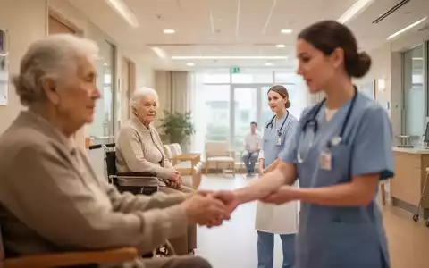 Eine pflegende Person hält die Hand eines älteren Menschen in einer hellen, professionellen Pflegeeinrichtung. - Foto: über boerse-global.de