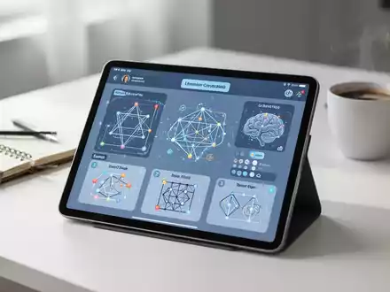Ein Tablet mit logischen Denkspielen und geometrischen Rätseln auf einem modernen Schreibtisch zur kognitiven Fitness. - Foto: über boerse-global.de
