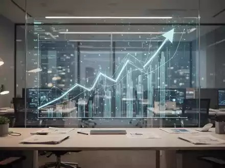 Abstrakte Datenvisualisierung eines wachsenden Diagramms auf einem modernen Monitor in einem professionellen Büro. - Foto: über boerse-global.de