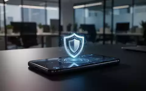 Ein Smartphone auf einem Schreibtisch mit einem digitalen Sicherheitssymbol auf dem Bildschirm als Symbol für Cybersicherheit. - Foto: über boerse-global.de