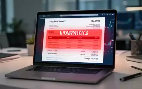 Laptop-Bildschirm mit einer dubiosen digitalen Rechnung und einem Warnsymbol als Symbolbild für unseriöse Abofallen. - Foto: über boerse-global.de