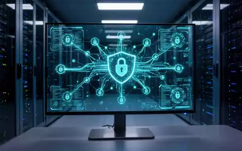 Digitale Visualisierung sicherer Netzwerkknoten und Datenflüsse auf professioneller Monitoroberfläche. - Foto: über boerse-global.de