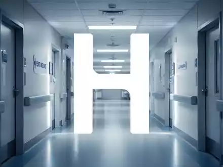Abstrakte Darstellung eines modernen Klinikflurs in blauem Licht als Symbol für den Gesundheitssektor. - Foto: über boerse-global.de