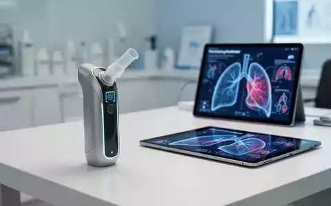 Ein moderner Inhalator und ein Tablet mit medizinischen Grafiken auf einem sauberen Schreibtisch in einer Arztpraxis. - Foto: über boerse-global.de