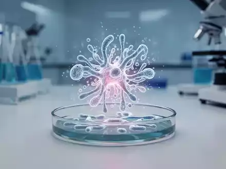 Abstrakte wissenschaftliche Darstellung eines menschlichen Mikrobioms in einer Laborschale zur Veranschaulichung der Darmflora. - Foto: über boerse-global.de