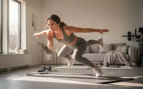 Eine sportliche Frau in den Dreißigern führt in einem hellen, modernen Raum eine hochintensive Fitnessübung aus. - Foto: über boerse-global.de