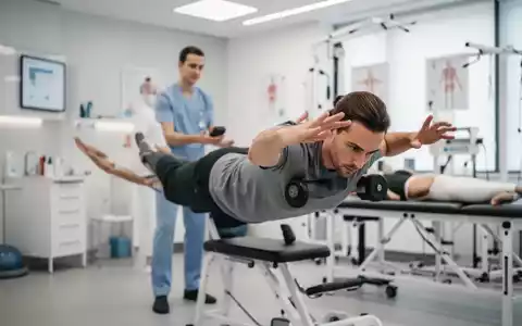 Ein Patient führt bei einer physiotherapeutischen Behandlung in einer modernen Praxis gezielte Bewegungsübungen aus. - Foto: über boerse-global.de
