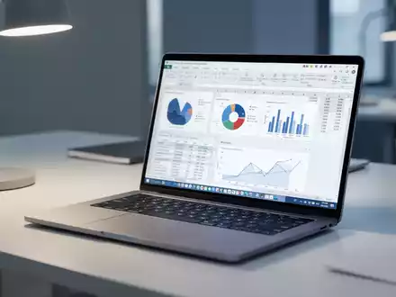 Laptop-Bildschirm mit professionellen Datenvisualisierungsdiagrammen und Analysegrafiken auf einem modernen Schreibtisch. - Foto: über boerse-global.de