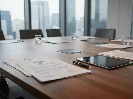 Moderner Konferenztisch mit juristischen Unterlagen in einem hellen Büro, symbolisch für Fachkonferenzen zum Arbeitsrecht. - Foto: über boerse-global.de