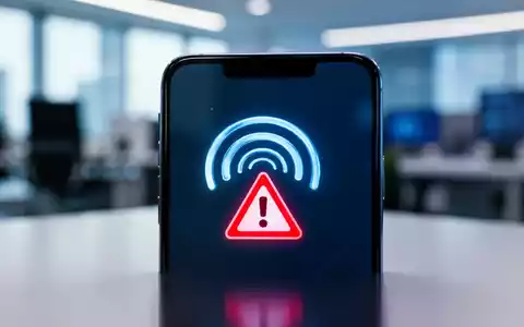 Nahaufnahme eines Smartphone-Bildschirms mit einem Mobilfunksignal-Warnsymbol. - Foto: über boerse-global.de