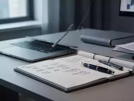 Ein moderner Schreibtisch mit Laptop und Notizen zu Finanzberechnungen in einem professionellen Büro-Ambiente. - Foto: über boerse-global.de