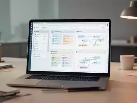 Moderner Arbeitsplatz mit Laptop, auf dem eine Projektmanagement-Software mit digitalen Workflows zu sehen ist. - Foto: über boerse-global.de