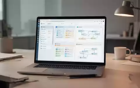 Moderner Arbeitsplatz mit Laptop, auf dem eine Projektmanagement-Software mit digitalen Workflows zu sehen ist. - Foto: über boerse-global.de