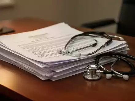 Dokumente und ein Stethoskop auf einem Schreibtisch als Symbol für die gesundheitspolitische Debatte zur Suizidprävention. - Foto: über boerse-global.de