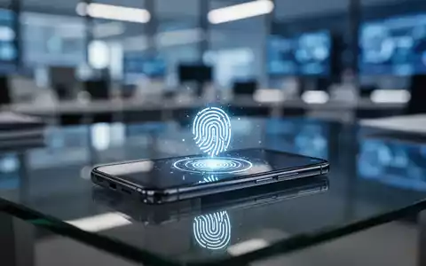 Ein Smartphone mit leuchtendem biometrischen Authentifizierungssymbol auf einem modernen Schreibtisch. - Foto: über boerse-global.de