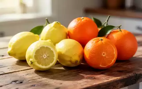 Frische Zitronen und Orangen auf einer hölzernen Arbeitsfläche bei natürlichem Licht. - Foto: über boerse-global.de