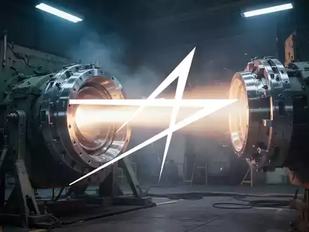 Abstraktes, atmosphärisches Bild einer hochenergetischen Lasertechnologie in einer industriellen Testumgebung. - Foto: über boerse-global.de