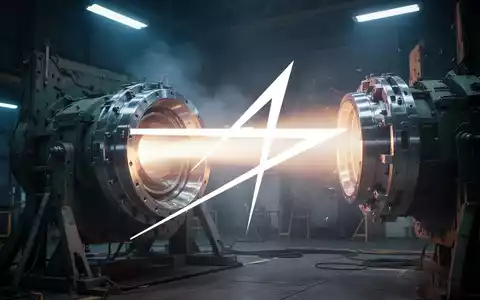 Abstraktes, atmosphärisches Bild einer hochenergetischen Lasertechnologie in einer industriellen Testumgebung. - Foto: über boerse-global.de