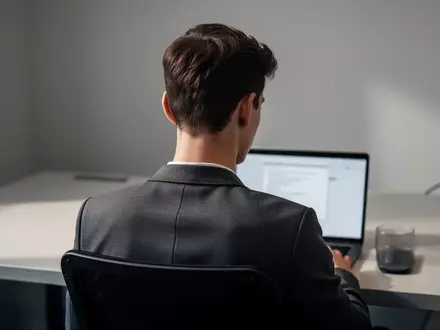 Junge Person bei der Arbeit am Laptop in einer modernen Büroumgebung mit Fokus auf die Körperhaltung. - Foto: über boerse-global.de