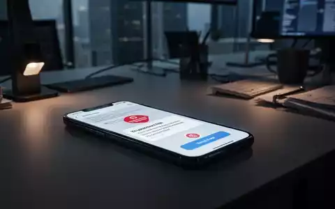 Ein beleuchtetes Smartphone-Display in einem dunklen Büro, das auf eine potenzielle Phishing-E-Mail hindeutet. - Foto: über boerse-global.de