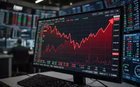 Ein fallender Aktienkurs auf einem digitalen Finanzmonitor in einer Handelsumgebung. - Foto: über boerse-global.de