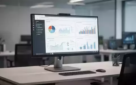 Moderner, ergonomischer Büro-Monitor auf einem aufgeräumten Schreibtisch in einer professionellen Arbeitsumgebung. - Foto: über boerse-global.de