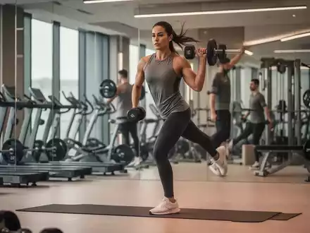 Person beim kombinierten Kraft- und Ausdauertraining in einem modernen Fitnessstudio zur Diabetes-Prävention. - Foto: über boerse-global.de