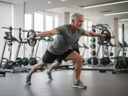 Eine sportliche Person über 50 beim funktionellen Krafttraining in einem modernen Fitnessstudio. - Foto: über boerse-global.de