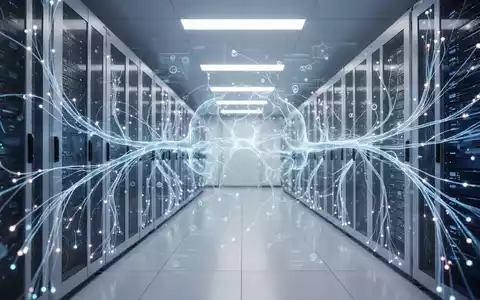 Modernes Rechenzentrum mit digitalen neuronalen Netzwerkgrafiken als Symbol für die Integration von KI in Unternehmen. - Foto: über boerse-global.de