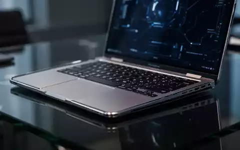 Hochwertiger metallischer Laptop aus nächster Nähe auf dunklem Schreibtisch mit weicher professioneller Beleuchtung. - Foto: über boerse-global.de