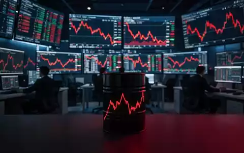 Rote Börsenkurse auf Bildschirme vor dem Hintergrund einer Finanzwelt mit angedeutetem Ölfass-Symbol. - Foto: über boerse-global.de