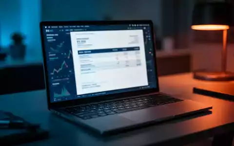 Ein moderner, in gedimmtes Licht getauchter Schreibtisch mit Laptop, der auf Betrugsrisiken durch Online-Rechnungen hindeutet. - Foto: über boerse-global.de