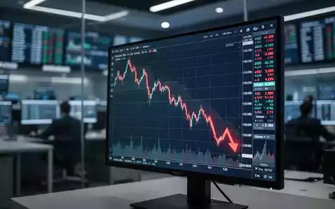 Ein fallender Aktienkurs-Graph auf einem Monitor, der einen deutlichen Abwärtstrend darstellt. - Foto: über boerse-global.de