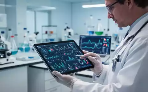 Medizinische Fachkraft analysiert Gesundheitsdaten auf einem Tablet in einer modernen, klinischen Umgebung. - Foto: über boerse-global.de