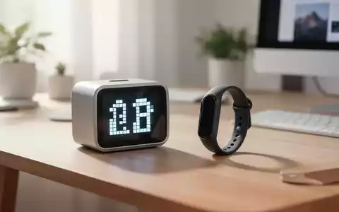 Ein minimalistischer Schreibtisch mit einem retro-inspirierten Gadget mit Pixel-Display und einem modernen Wearable. - Foto: über boerse-global.de