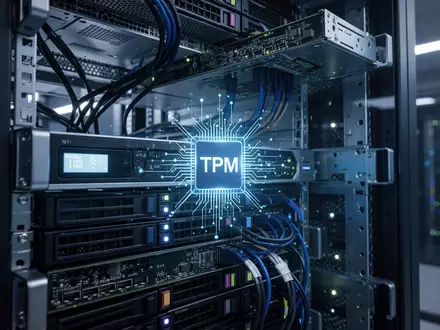 Moderner Server-Rack mit Fokus auf Hardwaresicherheit und TPM-Technologie für Unternehmenssoftware-Aktivierung. - Foto: über boerse-global.de