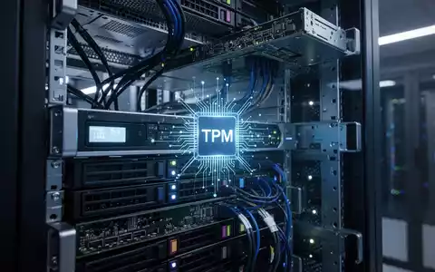 Moderner Server-Rack mit Fokus auf Hardwaresicherheit und TPM-Technologie für Unternehmenssoftware-Aktivierung. - Foto: über boerse-global.de