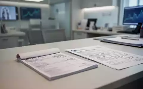 Ein Rezeptblock und medizinische Dokumente liegen auf einem Schreibtisch in einer Arztpraxis. - Foto: über boerse-global.de