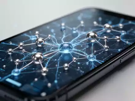 Nahaufnahme eines modernen Smartphone-Bildschirms mit abstrakter Datenverarbeitung und neuronalen Netzwerkmustern. - Foto: über boerse-global.de