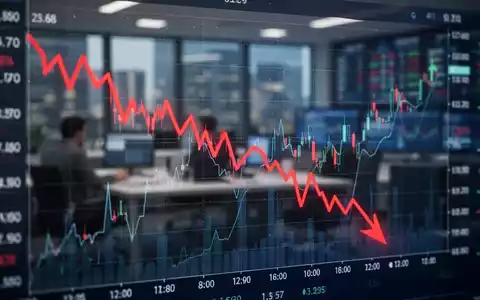 Abwärts zeigende Aktienkursgrafik auf einem Bildschirm als Symbol für eine Marktkorrektur - Foto: über boerse-global.de