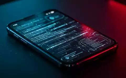 Ein beleuchtetes Android-Smartphone mit digitalem Code und Überwachungsdaten als Symbol für Cyber-Bedrohungen. - Foto: über boerse-global.de