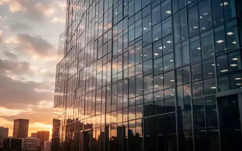 Moderne Glasfassade eines Bürogebäudes bei Sonnenuntergang als Symbol für Immobilienwirtschaft - Foto: über boerse-global.de