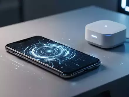 Ein modernes Smartphone mit KI-Benutzeroberfläche neben einem Smart-Home-Hub auf einem minimalistischen Schreibtisch. - Foto: über boerse-global.de