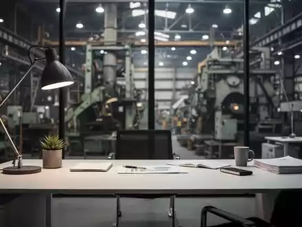 Modernes Büro-Arbeitsumfeld mit verschwommenem Hintergrund einer Industrieanlage, symbolisch für Arbeitsrechtsthemen. - Foto: über boerse-global.de